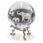 Elephant 3D Laser Engraved Glass Sphere On Metal Stand (60mm) Elephant 3D Laser Engraved Glass Sphere On Metal Stand (60mm)